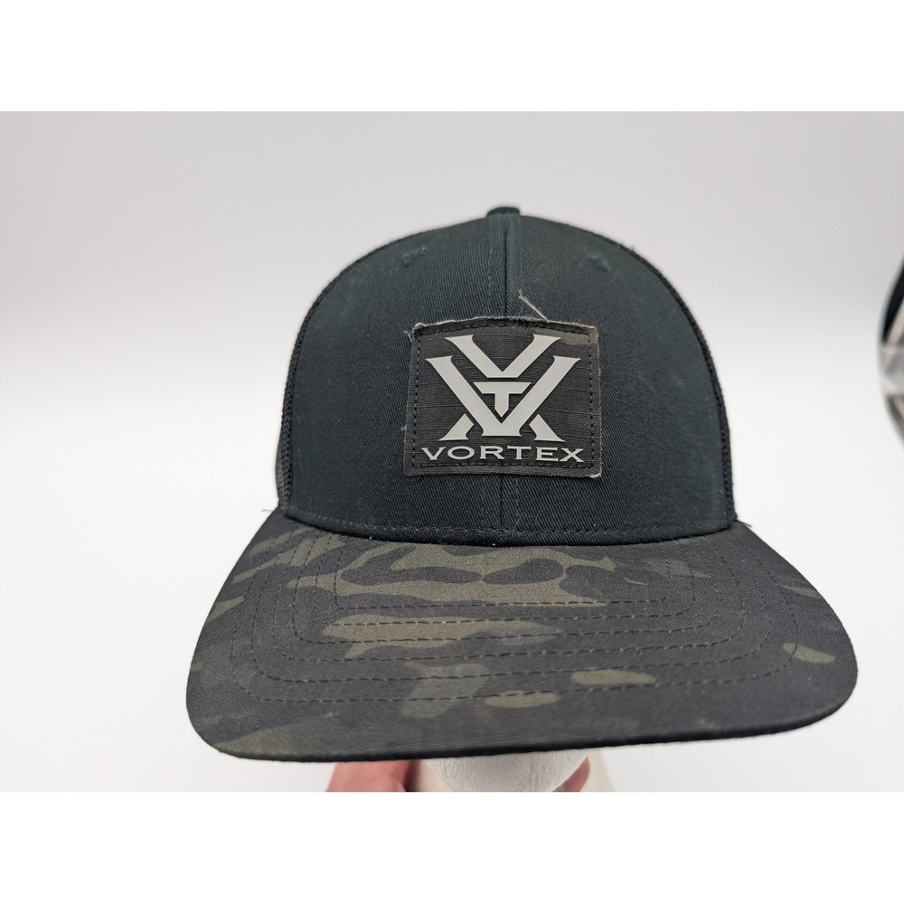 Vortex Optics Mens Black Camo Trucker Hat Snapback Mesh Cap OSFM